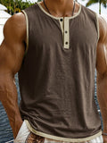 Herren Relaxed Contrast Trim Henley Ärmellos Tank Top