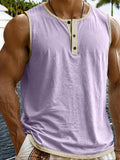 Herren Relaxed Contrast Trim Henley Ärmellos Tank Top