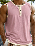 Herren Relaxed Contrast Trim Henley Ärmellos Tank Top