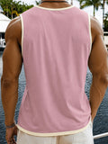 Herren Relaxed Contrast Trim Henley Ärmellos Tank Top