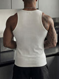 Geripptes Muskelshirt mit Henley-Kragen im Loose Fit
