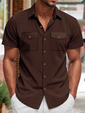 Herren Relaxed Fit Geripptes Strick-Kurzarmhemd