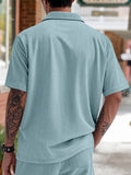 Herren Relaxed Fit Geripptes Strick-Kurzarmhemd