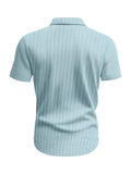 Herren Relaxed Fit Geripptes Strick-Kurzarmhemd
