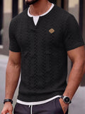 Herren Zopfmuster Faux-Zweiteiler Kurzarm T-Shirt