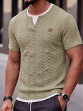 Herren Zopfmuster Faux-Zweiteiler Kurzarm T-Shirt