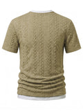 Herren Zopfmuster Faux-Zweiteiler Kurzarm T-Shirt