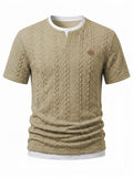 Herren Zopfmuster Faux-Zweiteiler Kurzarm T-Shirt