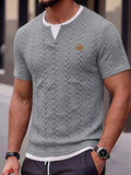 Herren Zopfmuster Faux-Zweiteiler Kurzarm T-Shirt