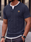 Herren Zopfmuster Faux-Zweiteiler Kurzarm T-Shirt