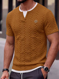 Herren Zopfmuster Faux-Zweiteiler Kurzarm T-Shirt
