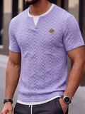 Herren Zopfmuster Faux-Zweiteiler Kurzarm T-Shirt