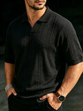 Herren Zopfmuster Kurzarm-Poloshirt