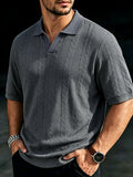 Herren Zopfmuster Kurzarm-Poloshirt