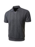 Herren Zopfmuster Kurzarm-Poloshirt