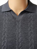Herren Zopfmuster Kurzarm-Poloshirt