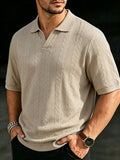 Herren Zopfmuster Kurzarm-Poloshirt