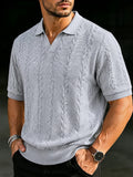Herren Zopfmuster Kurzarm-Poloshirt