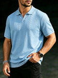 Herren Zopfmuster Kurzarm-Poloshirt
