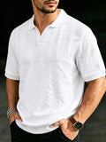 Herren Zopfmuster Kurzarm-Poloshirt