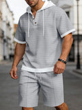 Herren Waffelstrick Hoodie 2-teiliges Set