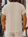 Kurzarm Raw-Edge Strukturiertes Double-Gauze Casual Beach T-Shirt