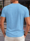 Stehkragen Strukturiertes Grid-Strick Casual T-Shirt