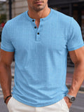 Stehkragen Strukturiertes Grid-Strick Casual T-Shirt