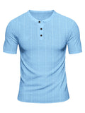 Stehkragen Strukturiertes Grid-Strick Casual T-Shirt