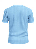 Stehkragen Strukturiertes Grid-Strick Casual T-Shirt