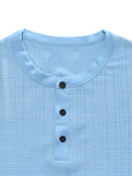 Stehkragen Strukturiertes Grid-Strick Casual T-Shirt