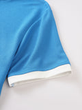 Kontrast Waffelstrick Casual Kordelzug T-Shirt