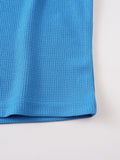 Kontrast Waffelstrick Casual Kordelzug T-Shirt