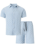 Herren Bubble Jacquard 2-Teiler Hemd & Shorts Set