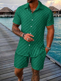 Herren Bubble Jacquard 2-Teiler Hemd & Shorts Set