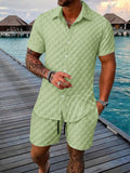 Herren Bubble Jacquard 2-Teiler Hemd & Shorts Set