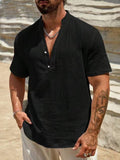 Washed Crinkle Strukturiertes Casual Beach Shirt