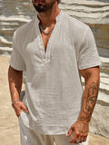Washed Crinkle Strukturiertes Casual Beach Shirt