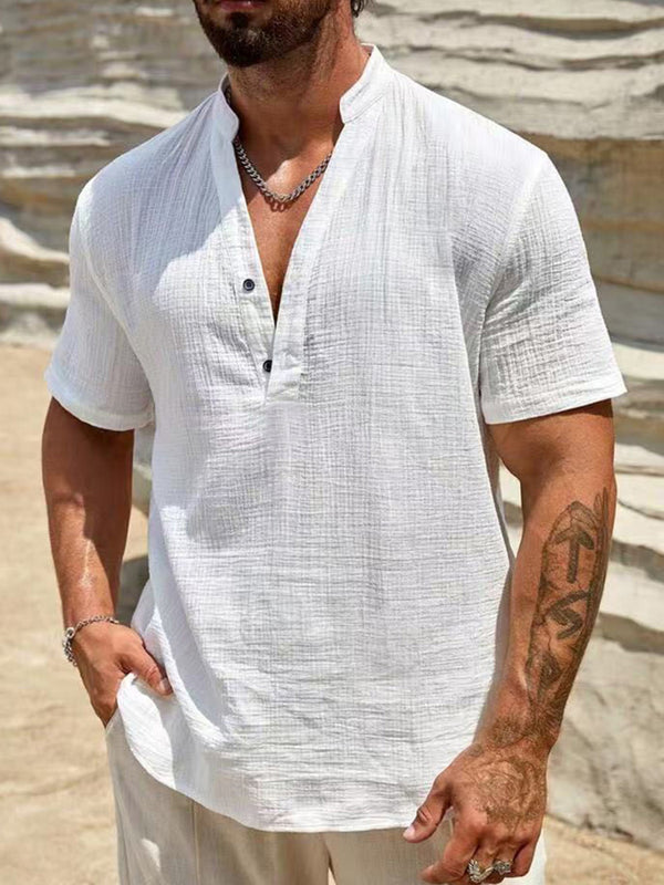 Washed Crinkle Strukturiertes Casual Beach Shirt