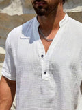Washed Crinkle Strukturiertes Casual Beach Shirt