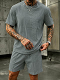 Herren Washed Cotton 2-Teiler T-Shirt & Shorts Set