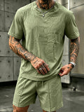 Herren Washed Cotton 2-Teiler T-Shirt & Shorts Set