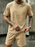 Herren Washed Cotton 2-Teiler T-Shirt & Shorts Set