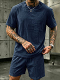 Herren Washed Cotton 2-Teiler T-Shirt & Shorts Set