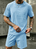 Herren Washed Cotton 2-Teiler T-Shirt & Shorts Set