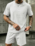 Herren Washed Cotton 2-Teiler T-Shirt & Shorts Set