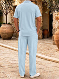 Herren Gestreiftes Satin 2-Teiler Hemd & Hosen Set