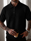 Drei-Knopf Rauten Ajour Pointelle Casual Business Shirt