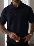 Drei-Knopf Rauten Ajour Pointelle Casual Business Shirt