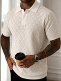 Drei-Knopf Rauten Ajour Pointelle Casual Business Shirt